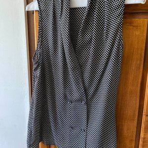 Who What Wear Double Breasted Tank - Black / White Polka Dot